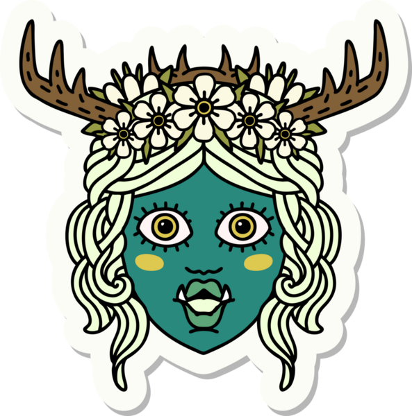 Bir insan tarafından çizilmiş bir ork Druid karakterinin çıkartması