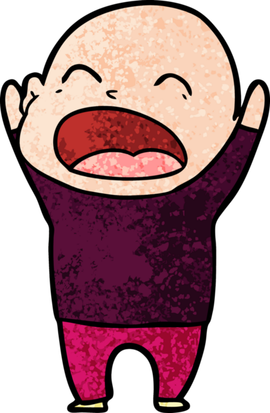 Bir insan tarafından çizilmiş kel adam diye bağıran çizgi film.