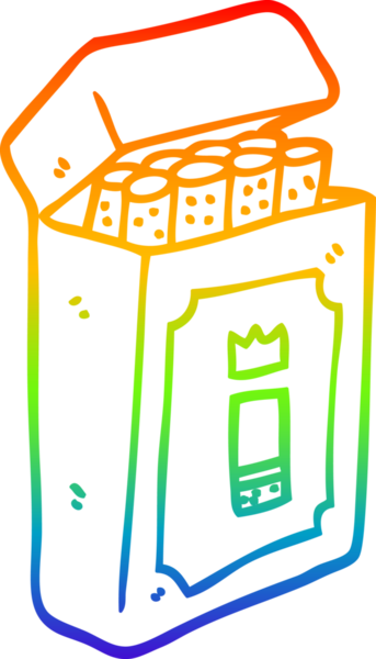 Gökkuşağı gradyan çizgisi bir insan tarafından çizilmiş bir paket sigara.