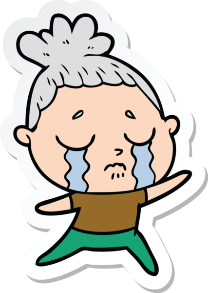 Bir insan tarafından çizilmiş ağlayan bir karikatür çıkartması.