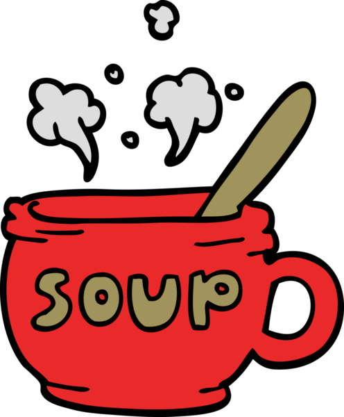 Bir insan tarafından çizilmiş sıcak çorba karalaması.