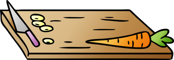 Bir insan tarafından çizilmiş sebze doğrama tahtasının gradyan karikatürü