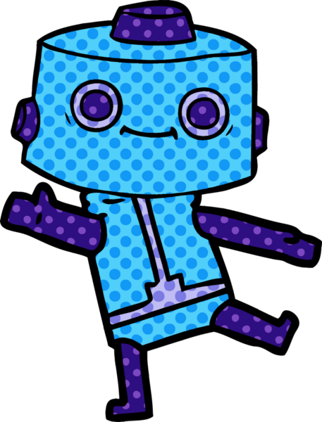 Bir insan tarafından çizilmiş çizgi film robotu