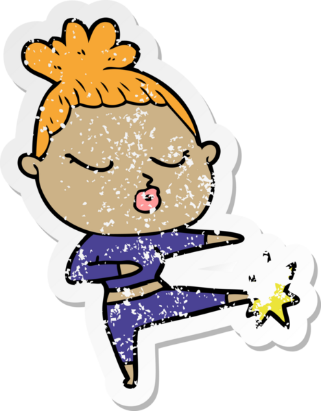 Bir insan tarafından çizilmiş sakin bir karikatür çıkartması.