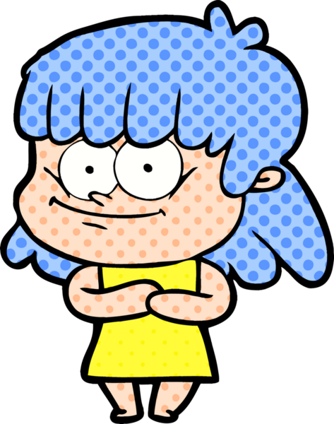 Bir insan tarafından çizilmiş gülümseyen bir kadın.