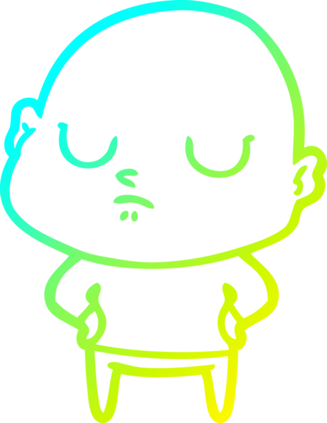 Bir insan tarafından çizilmiş kel bir adamın soğuk çizgi çizimi.