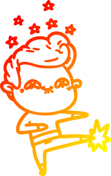 Bir insan tarafından çizilmiş, heyecanlı bir çizgi film çizimi.