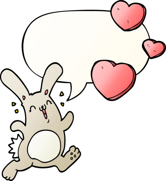 Çizgi film tavşanı konuşma baloncuğuna aşık bir insan tarafından çizilmiş yumuşak bir eğimle.