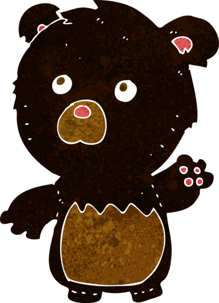 Bir insan tarafından çizilmiş siyah oyuncak ayı.