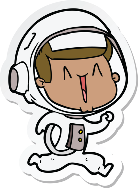 Bir insan tarafından çizilmiş mutlu bir astronotun çıkartması.