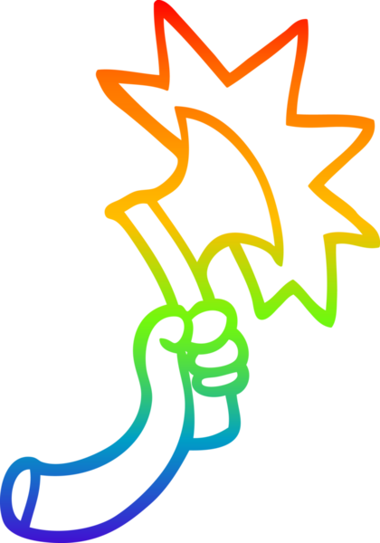 gökkuşağı gradyan çizgi çizimi bir insan tarafından çizilmiş balta ile bir çizgi kol