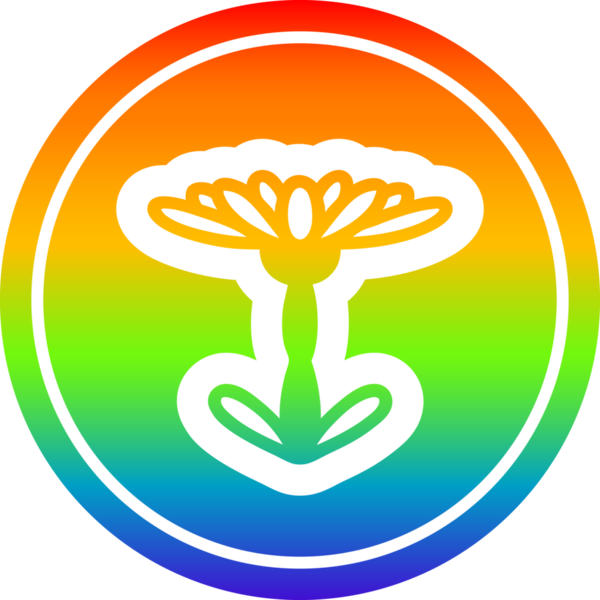 Çiçek açan dairesel ikon gökkuşağı gradyan bir insan tarafından çizilmiş