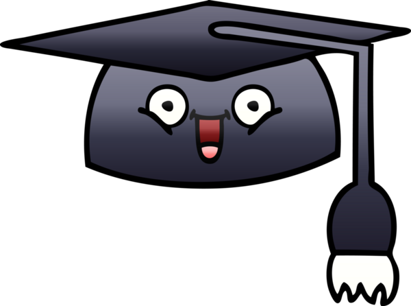 Bir insan tarafından çizilmiş mezuniyet şapkasının gölgeli çizgi filmi.