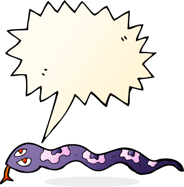 Bir insan tarafından çizilmiş konuşma balonlu tıslayan yılan.