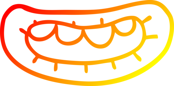 Bir insan tarafından çizilmiş çizgi film ağzının sıcak çizgisi.