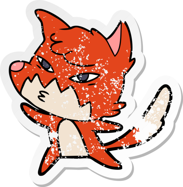 Bir insan tarafından çizilmiş zeki bir tilkinin sıkıntılı çıkartması.