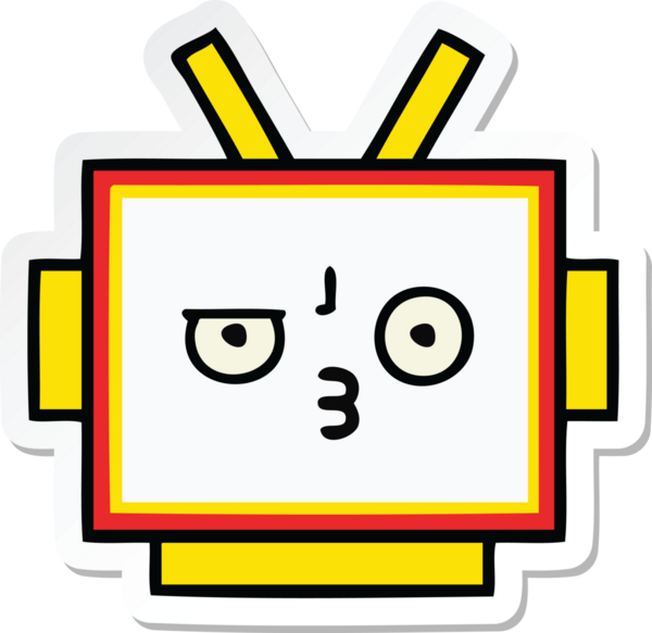 Bir insan tarafından çizilmiş şirin bir robot kafasının çıkartması.