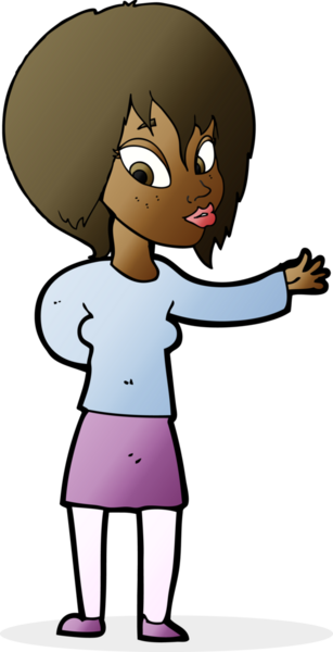 Çizgi filmdeki kadın bir insan tarafından çizilmiş hoş bir jest yapıyor.