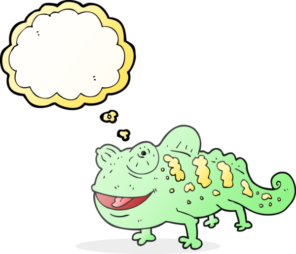 Bir insan tarafından çizilmiş serbest çizim balon karikatür bukalemunu.