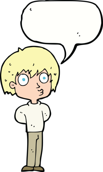 Bir insan tarafından çizilmiş konuşma balonuyla etkileyici çocuk.