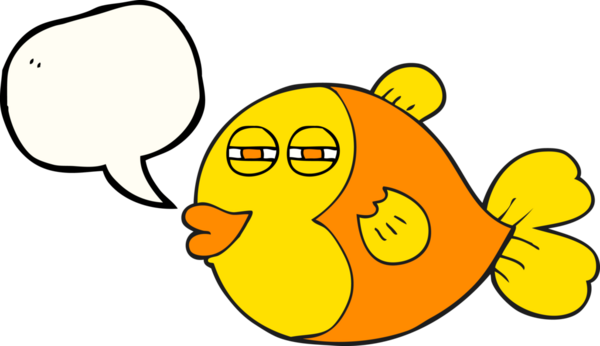 Bir insan tarafından çizilmiş serbest konuşma balonu karikatürü balığı.