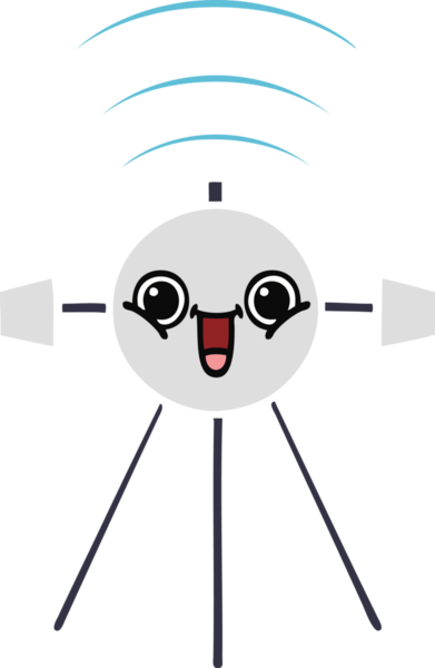 Bir insan tarafından çizilmiş düz renkli bir uydu karikatürü