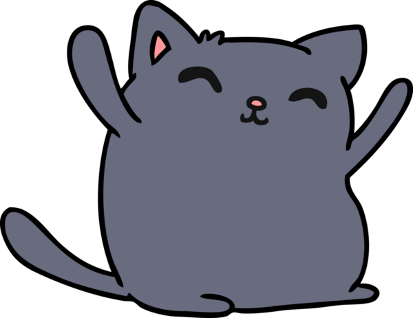 Bir insan tarafından çizilmiş sevimli kawai kedisinin çizgi film çizimi