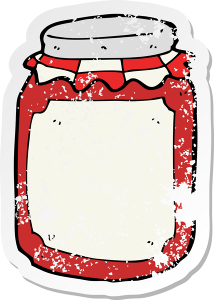 Bir insan tarafından çizilmiş muhafaza kavanozunun gerilemiş retro yapıştırması.