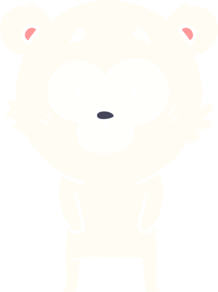 Bir insan tarafından çizilmiş kutup ayısı düz renkli çizgi film.