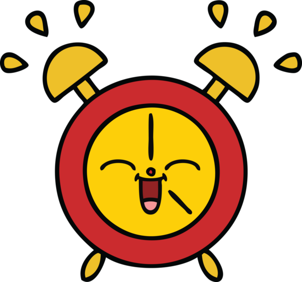 Bir insan tarafından çizilmiş çalar saatin şirin bir karikatürü.