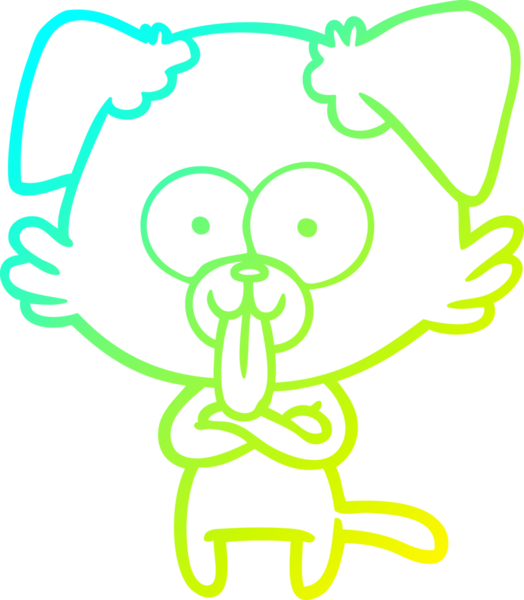 Bir insan tarafından çizilmiş dilli çizgi film köpeği çizimi.