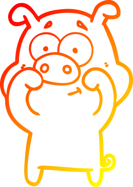 Bir insan tarafından çizilmiş mutlu çizgi film domuzu çizimi.