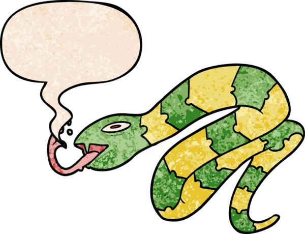 bir insan tarafından çizilmiş eski moda konuşma baloncuklu çizgi film tıslayan yılan.