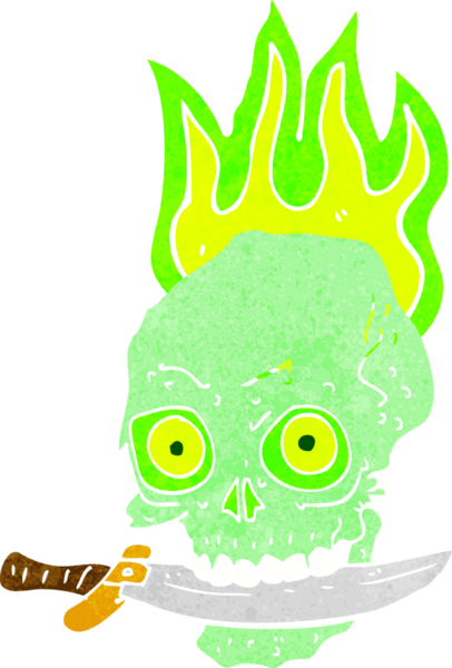 Bir insan tarafından çizilmiş bıçaklı korsan kafatası.