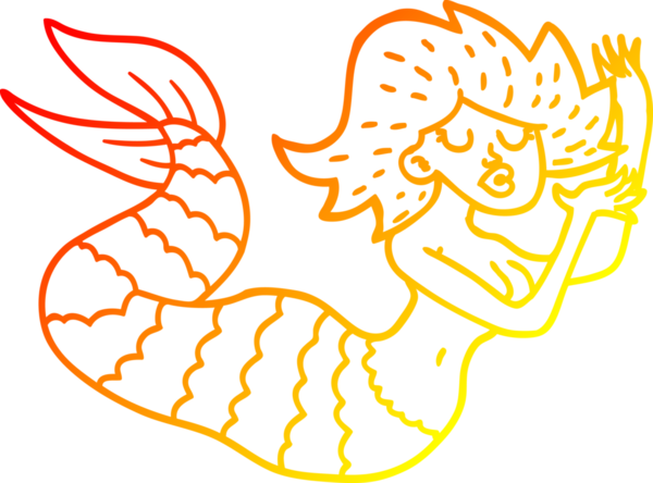 Bir insan tarafından çizilmiş karikatür kadın denizkızı çizimi.