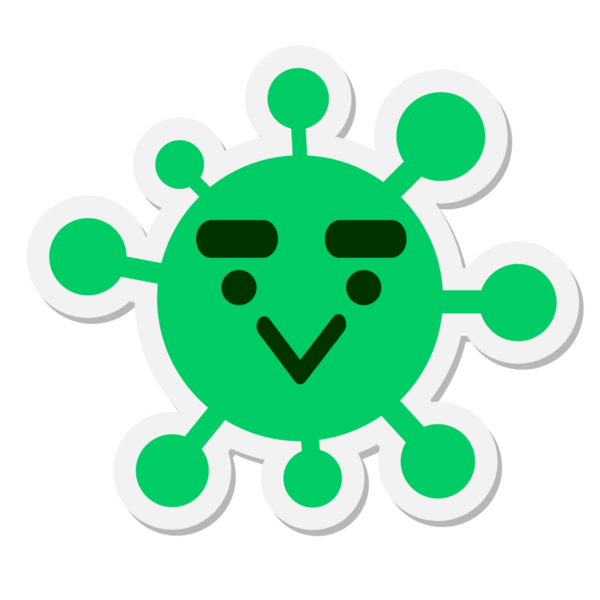 Bir insan tarafından çizilmiş kalın kaşlı kuş virüsü etiketi.