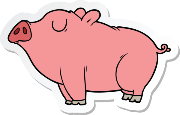 Bir insan tarafından çizilmiş bir domuzun çıkartması.