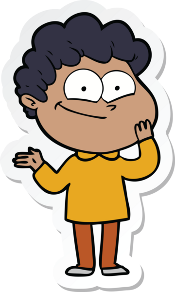 Bir insan tarafından çizilmiş mutlu bir adamın çıkartması.