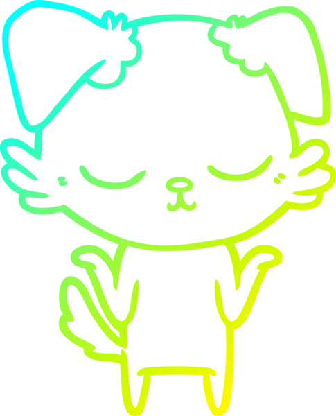 Bir insan tarafından çizilmiş şirin bir çizgi köpeğin soğuk gradyan çizgisi.