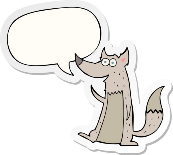 Bir insan tarafından çizilmiş konuşma balonu çıkartmalı çizgi film kurdu.