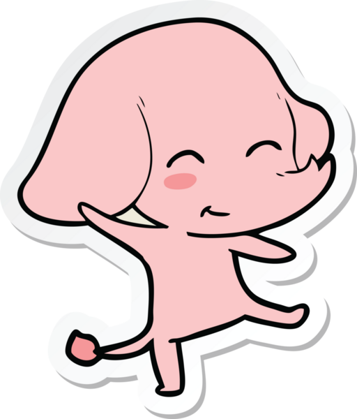 Bir insan tarafından çizilmiş şirin bir filin çıkartması.