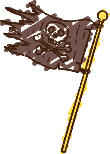 Bir insan tarafından çizilmiş Korsan Bayrağı Tebeşiri