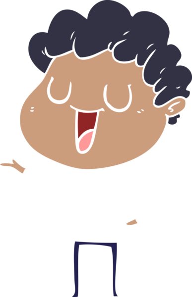 Bir insan tarafından çizilmiş düz renkli karikatür adam.