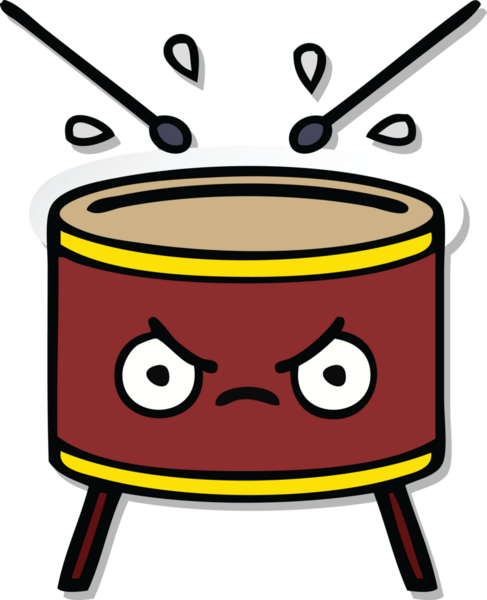 Bir insan tarafından çizilmiş şirin bir davulun çıkartması.