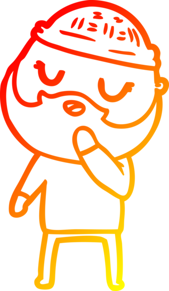 Bir insan tarafından çizilmiş sakallı bir çizgi film karakteri.