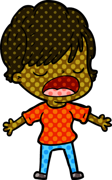 Bir insan tarafından çizilmiş bir karikatür kadın konuşuyor.