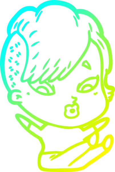 Bir karikatürün soğuk gradyan çizimi bir insan tarafından çizilen kızı şaşırttı.