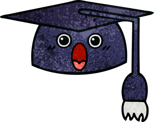 Mezuniyet şapkasının retro grunge deseni bir insan tarafından çizilmiş.