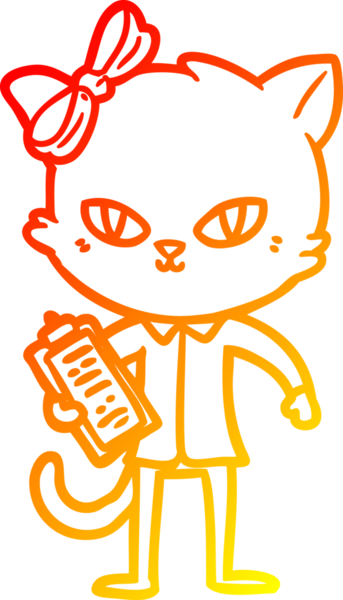 Bir insan tarafından çizilmiş sevimli bir çizgi film kedisinin sıcak çizgi çizgisi.