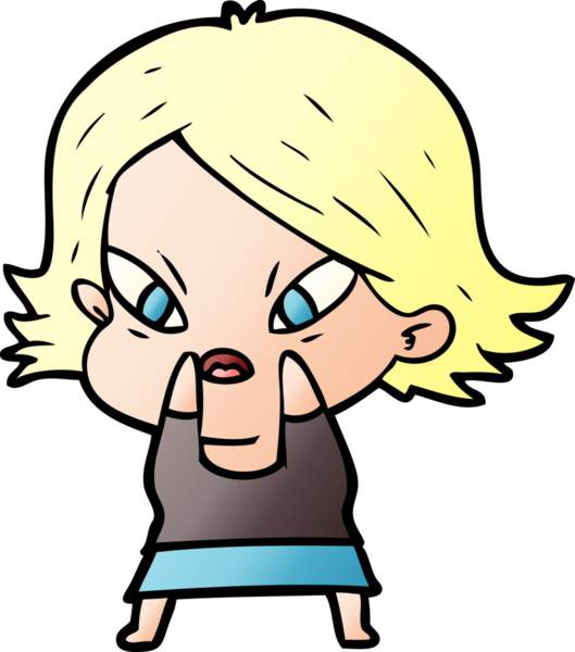 Çizgi film bir insan tarafından çizilmiş stresli kadın.